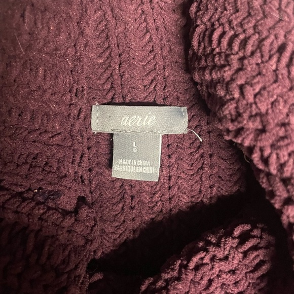 AERIE Women's Cozy Knit Sweater - Burgundy knit size L - Picture 3 of 3